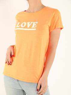 Хлопковая футболка с надписью, оранжевый NO Brand