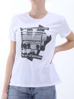 Хлопковая футболка с рисунком, белый NO Brand