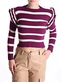 Мини-свитер в полоску в рубчик, сливовый NO Brand