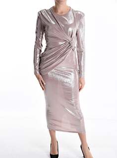 Длинное платье с эффектом металлик, пыльно-розовый NO Brand