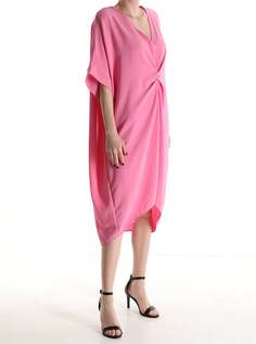 Платье с v-образным вырезом, рукавом 3/4, пастельно-розовый NO Brand