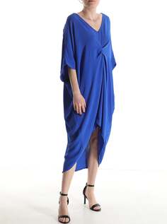 Платье с v-образным вырезом, рукавом 3/4, синий NO Brand