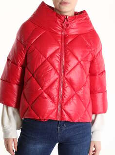 Куртка-пуховик с высоким воротником, рукав 3/4 на молнии, красный NO Brand