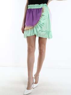 Тюльпан Мини-юбка с воланами, темно-зеленый NO Brand
