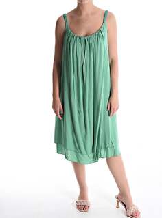 Платье длиной до колена с люрексом без рукавов на подкладке, зеленый NO Brand