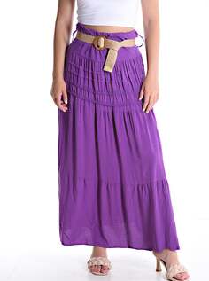 Длинная юбка с поясом с воланами, фиолетовый NO Brand