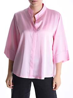 Атласная блузка с v-образным вырезом, рукавом 3/4, розовый NO Brand