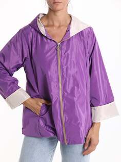 Ветровка с карманами и капюшоном на молнии, фиолетовый NO Brand