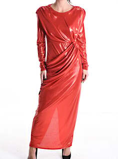 Блестящее платье с длинными рукавами и подплечниками, красный NO Brand