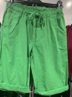 Хлопковые бермуды с карманами и бантиком, зеленый NO Brand