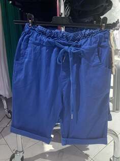Хлопковые бермуды с карманами и бантиком, цвет Electric blue NO Brand
