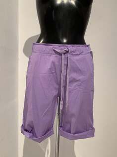 Хлопковые бермуды с карманами и бантиком, фиолетовый NO Brand