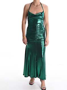 Блестящее длинное платье с открытой спиной, зеленый NO Brand