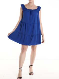 Платье без рукавов длиной до колена с воланами, цвет Electric blue NO Brand