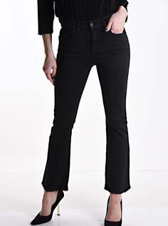 Расклешенные хлопковые джинсы с пуговицами, светло-черный NO Brand