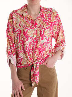Рубашка с узором и рукавом 3/4 с узлом, розовый NO Brand