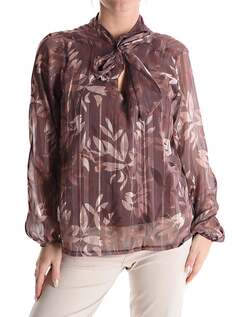 Цветочная блузка с люрексом и бантом, коричневый NO Brand
