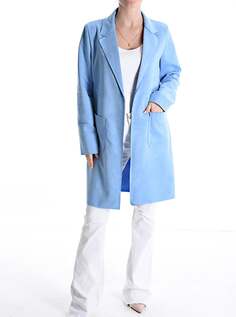 Замшевое пальто дастер с карманами без подкладки, светло-синий NO Brand