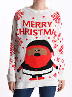 Рождественский свитер с круглым вырезом, белый NO Brand