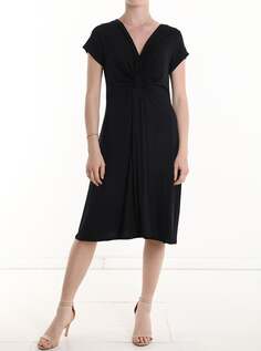 Платье длиной до колена с короткими рукавами и v-образным вырезом, черный NO Brand