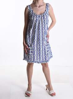 Платье без рукавов длиной до колена с абстрактным принтом и карманами, цвет Electric blue NO Brand