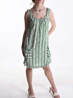 Платье без рукавов длиной до колена с абстрактным принтом и карманами, цвет Jade NO Brand