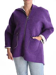 Куртка с карманами без подкладки на молнии с капюшоном, фиолетовый NO Brand
