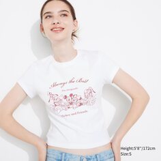 Короткая футболка с графическим принтом disney collection ut UNIQLO, белый