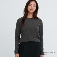 Футболка heattech из термофлиса с круглым вырезом UNIQLO, серый