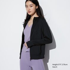 Толстовка с уф-защитой airism с сеточным капюшоном UNIQLO, черный