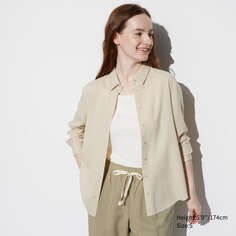 Вискозная рубашка UNIQLO, бежевый