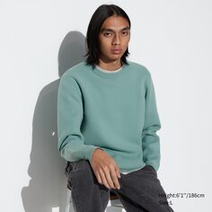 Трикотажный свитер с круглым вырезом UNIQLO, зеленый