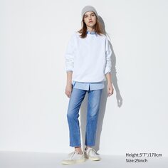 Прямые джинсы узкого кроя по щиколотку UNIQLO, синий