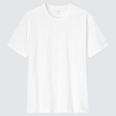 Хлопковая футболка airism с круглым вырезом UNIQLO, белый