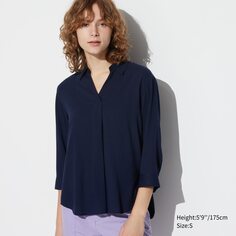 Рубашка из вискозы UNIQLO, темно-синий