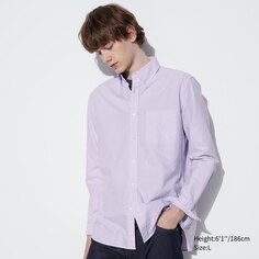 Оксфордская рубашка приманного кроя в полоску UNIQLO, фиолетовый