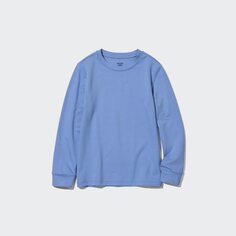 Детская тепловая футболка heattech с круглым вырезом UNIQLO, синий