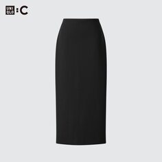 Узкая юбка из креп-джерси (стандартная длина 80-84см) UNIQLO, черный