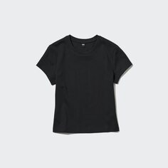 Мини-футболка с коротким рукавом UNIQLO, черный