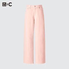 Широкие прямые джинсы UNIQLO, розовый