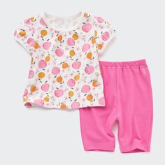 Сухая пижама с коротким рукавом (фрукты) UNIQLO, розовый