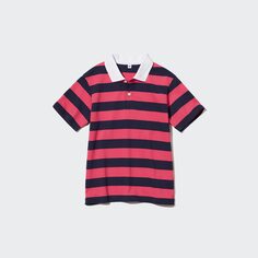 KIDS Рубашка-поло с короткими рукавами Dry Pique (в полоску) UNIQLO, красный