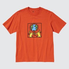 МИР ДЛЯ ВСЕХ (КЕЙТ ХАРИНГ) (футболка с коротким рукавом и рисунком) UNIQLO, оранжевый