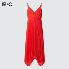 Плиссированное платье-бретелька UNIQLO, красный