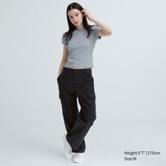 Широкие прямые брюки-карго UNIQLO, темно-серый