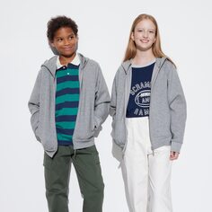 Толстовка KIDS Ultra Stretch Dry Sweat с длинными рукавами и молнией во всю длину UNIQLO, серый