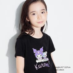 Укороченная футболка Sanrio Персонажи для девочек UT (футболка с коротким рукавом и рисунком) UNIQLO, черный