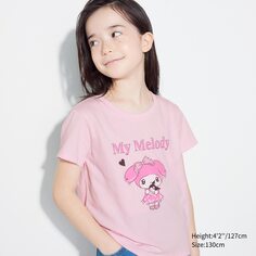 Укороченная футболка Sanrio Персонажи для девочек UT (футболка с коротким рукавом и рисунком) UNIQLO, розовый