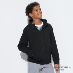 Толстовка KIDS Ultra Stretch Dry Sweat с длинными рукавами и молнией во всю длину UNIQLO, черный