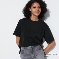 Хлопковая футболка с короткими рукавами AIRism UNIQLO, черный